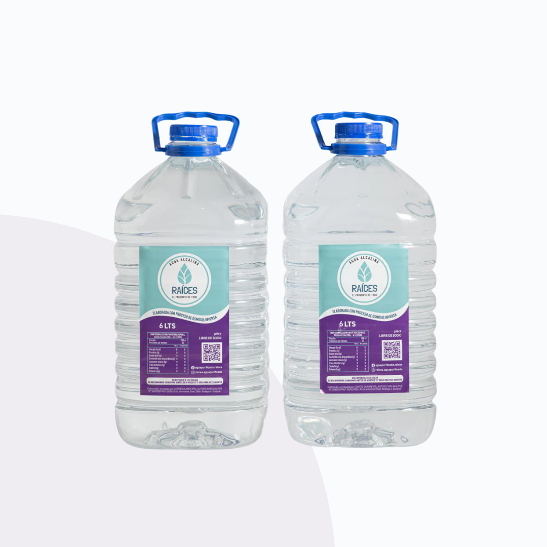 Pack De 2 Botellones De 6 Litros- Agua Alcalina
