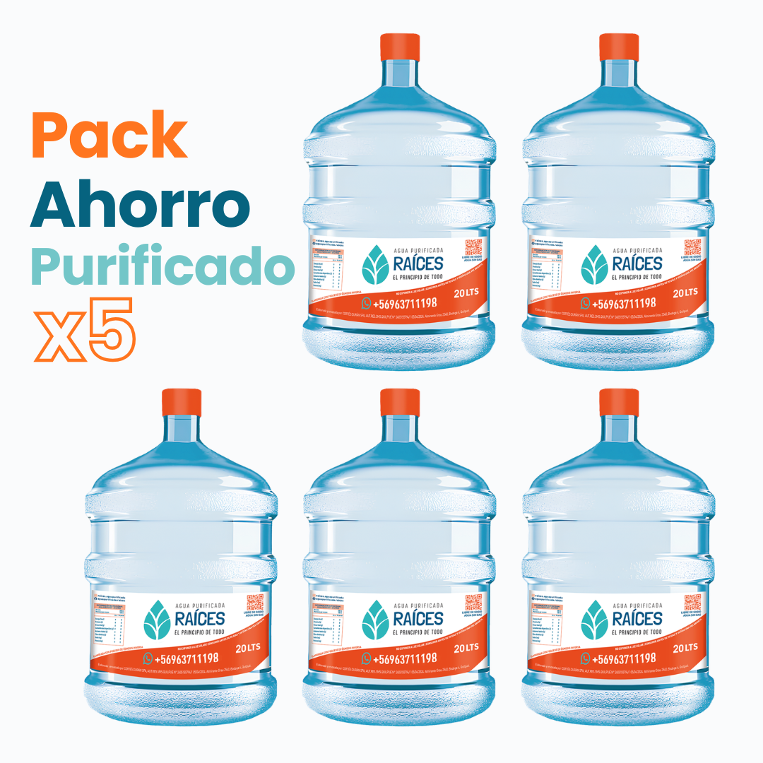 Pack 5 Recargas Agua Purificada 20 LT