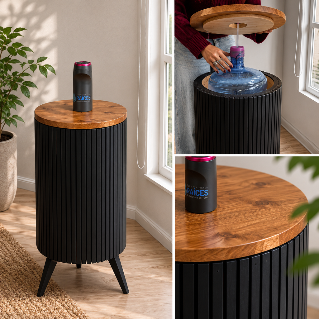 Mueble Raíces / base negra - tapa café