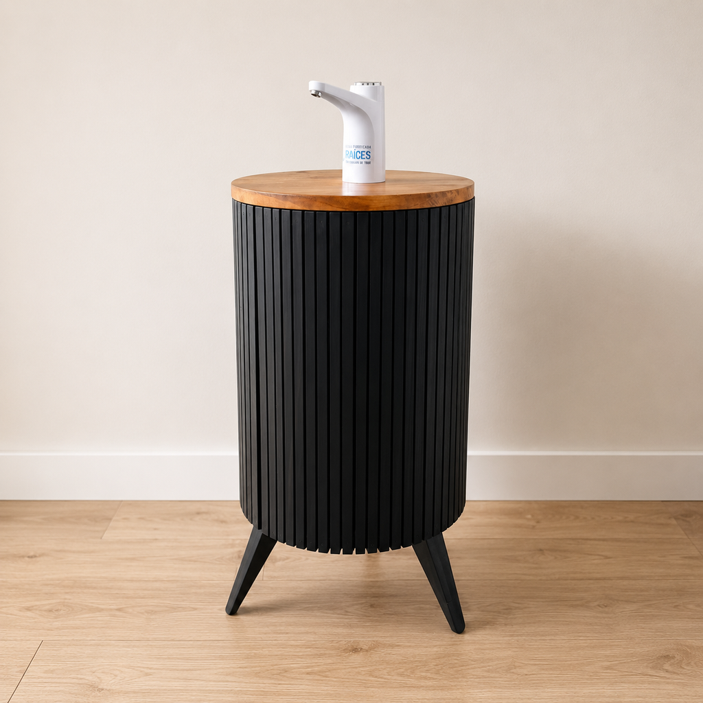 Mueble Raíces / base negra - tapa café