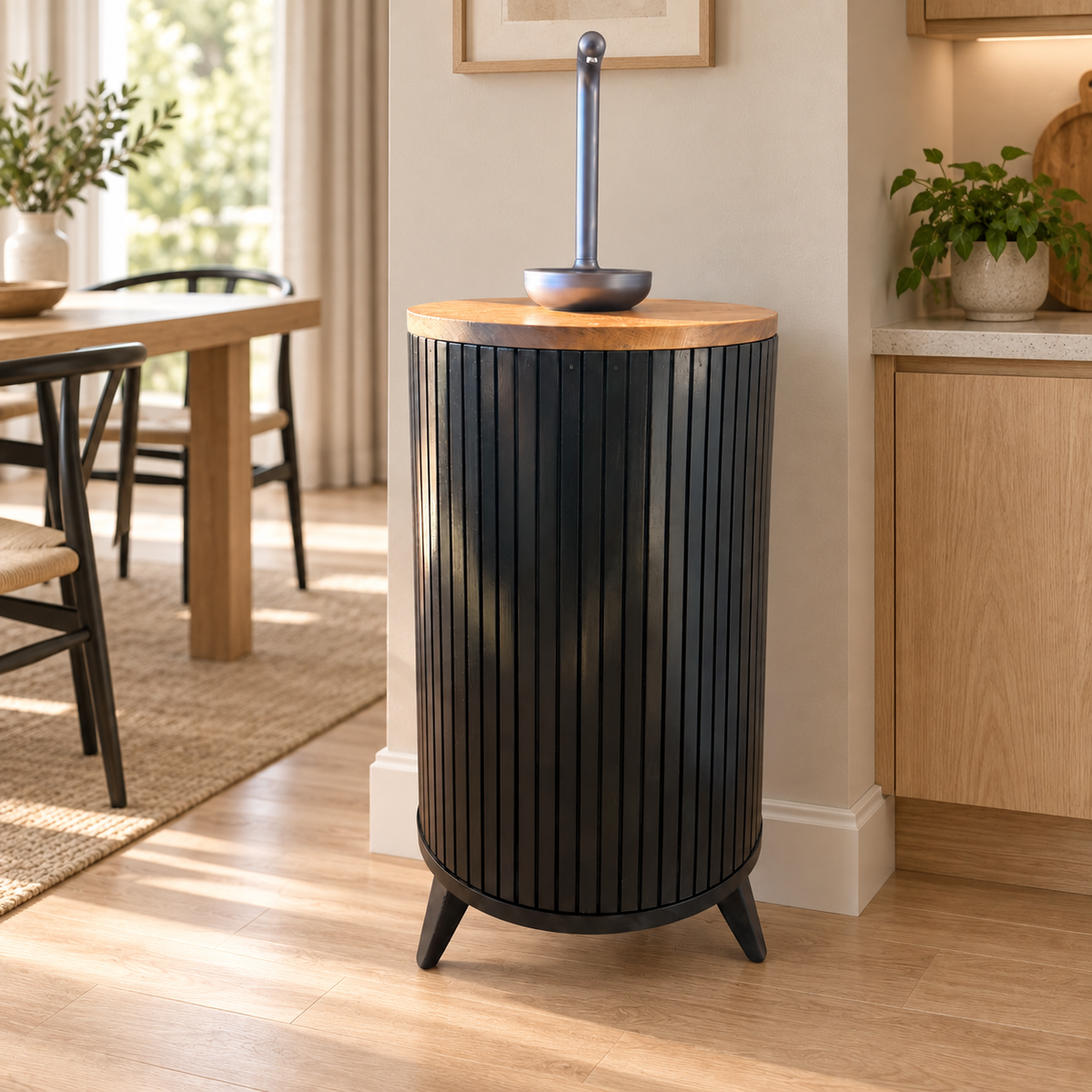 Mueble Raíces / base negra - tapa café